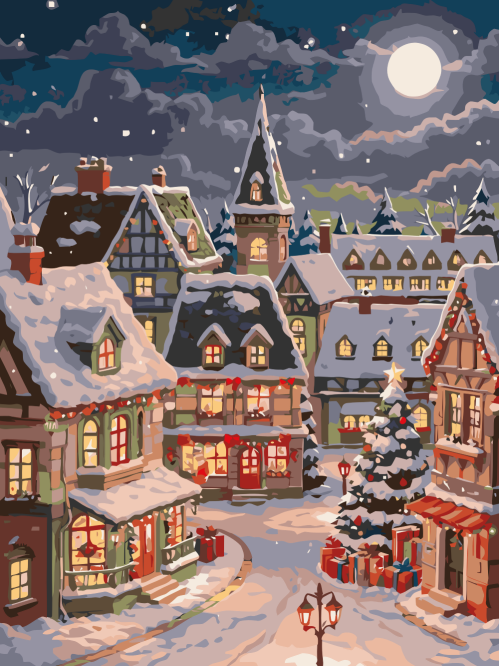 Moonlit Christmas Hamlet